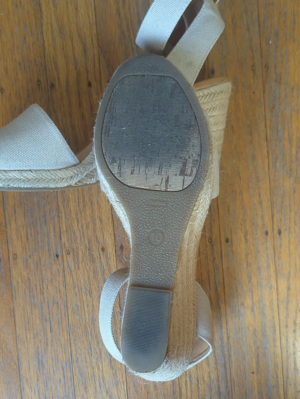 J. Crew Beige Canvas Espadrille Wedge Sandals with Ankle Tie
